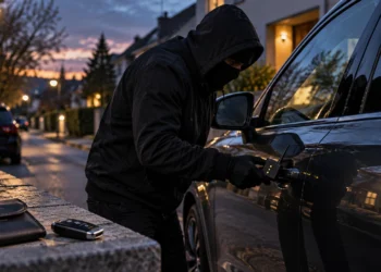 Autodiebstahl 2026: Täter versucht ein Keyless-Fahrzeug mit elektronischer Technik zu öffnen