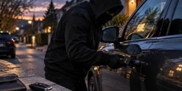 Autodiebstahl 2026: Täter versucht ein Keyless-Fahrzeug mit elektronischer Technik zu öffnen